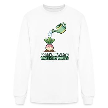 Watering My Crops Pixel Garden Tee - Men's Long Sleeve T-Shirt - white - Front