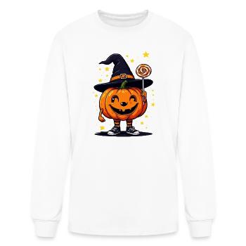 Pumpkin Witch with Lollipop - Men's Long Sleeve T-Shirt - white - Front
