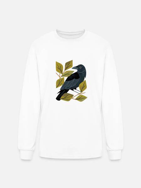 Perching Raven - Men's Long Sleeve T-Shirt - white