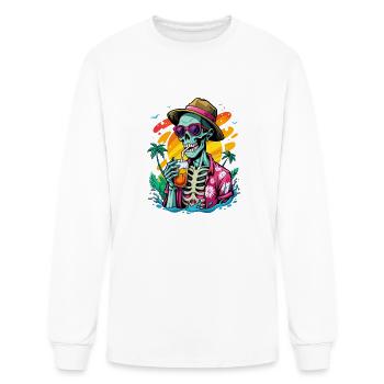 summer a skeleton drinking juice - Men's Long Sleeve T-Shirt - white - Front