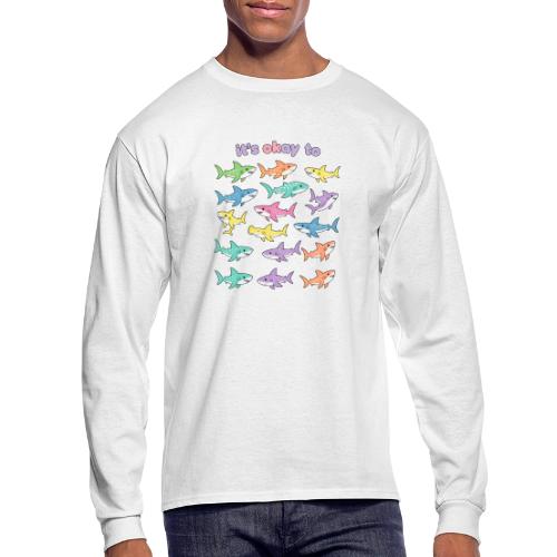 It’s Okay To – Cute Pastel Shark - Men's Long Sleeve T-Shirt