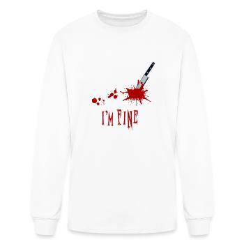“I’M FINE” Bloody Knife Graphic - Men's Long Sleeve T-Shirt - white - Front