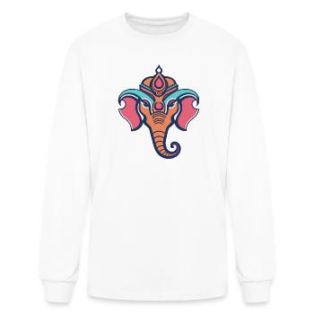 Ganesha Inspired Colorful Elephant - Men's Long Sleeve T-Shirt - white - Front