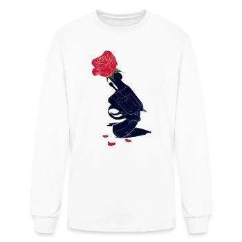 Revolutionary Rose and Revolver Design - Men's Long Sleeve T-Shirt - white - Front