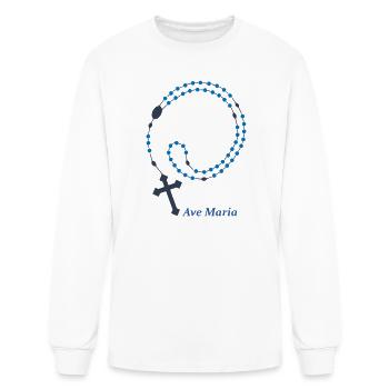 Blue Rosary Ave Maria - Men's Long Sleeve T-Shirt - white - Front