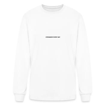 Stronger Every Day Yazılı Spor Tişörtü - Men's Long Sleeve T-Shirt - white - Front