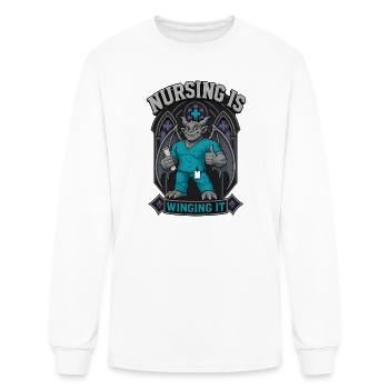 gargoyle nursing is winging it - Men's Long Sleeve T-Shirt - white - Front