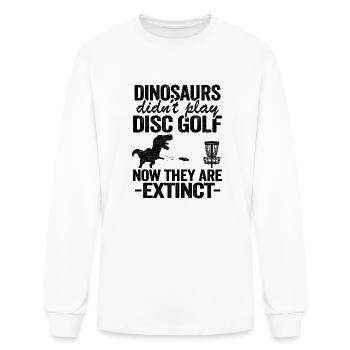 Dinosaurs Didn t Play Disc Funny Disc Golfing S - Men's Long Sleeve T-Shirt - white - Front