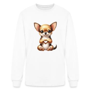 Chihuahua Love Heart Hand Sign - Men's Long Sleeve T-Shirt - white - Front