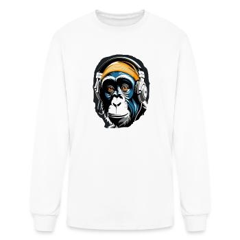Audiophile Monkey Headphones Design - Men's Long Sleeve T-Shirt - white - Front