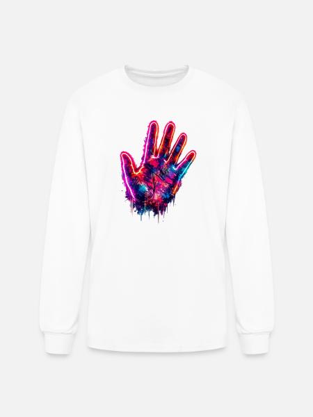 Glowing Hand - Men's Long Sleeve T-Shirt - white