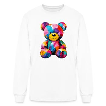 Ours en peluche coloré au style pop-art - T-shirt à manches longues Homme - blanc - Devant