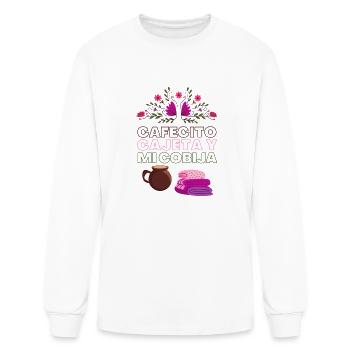 Cafecito, Cajeta y Mi Cobija Spanish Shirt - Men's Long Sleeve T-Shirt - white - Front