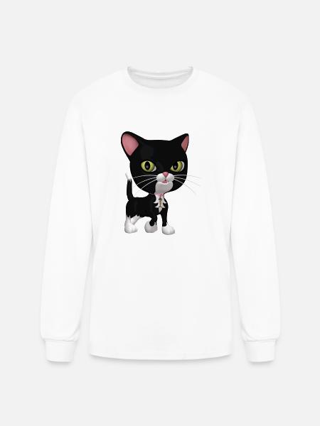 Black and White Cat - Men's Long Sleeve T-Shirt - white