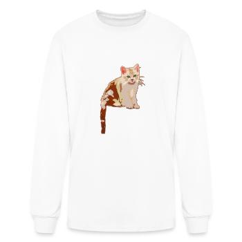 Stylized Kitten Sitting ‪ - Men's Long Sleeve T-Shirt - white - Front