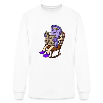 Funny Cartoon Reading Newspaper - Men's Long Sleeve T-Shirt - white - Front