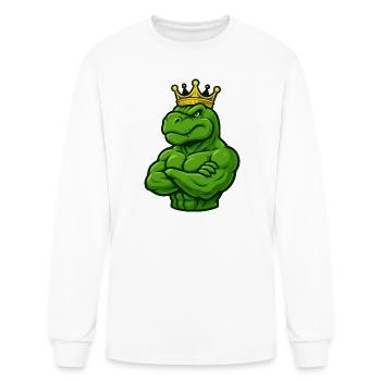 Strong T-Rex dinosaur king crown confident bouncer - Men's Long Sleeve T-Shirt - white - Front