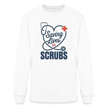 Saving Lives in Scrubs Heart Stethoscope - Men's Long Sleeve T-Shirt - white - Front