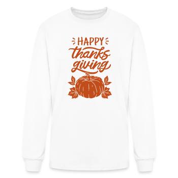 Citrouille de Thanksgiving - T-shirt à manches longues Homme - blanc - Devant