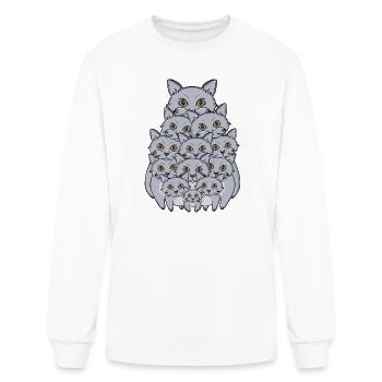 Cute Stacked Cats Tower Funny Grey Kitten Pile - Men's Long Sleeve T-Shirt - white - Front
