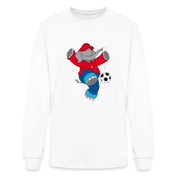Benjamin the Elephant Loves Football - Men's Long Sleeve T-Shirt - white - Front