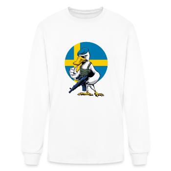 Swedish Swan Trooper Cartoon - Men's Long Sleeve T-Shirt - white - Front