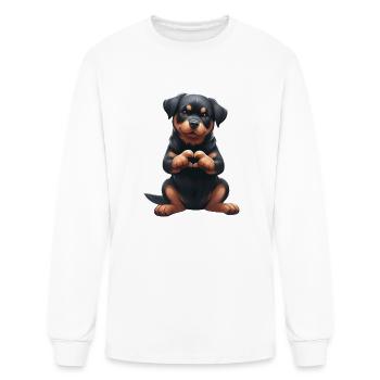 Rottweiler Love Heart Hand Sign - Men's Long Sleeve T-Shirt - white - Front