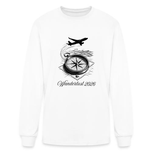 Wanderlust 2026 T-Shirt | Minimalist Travel Plane - Men's Long Sleeve T-Shirt