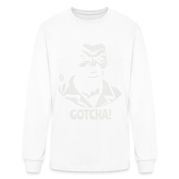 Creepy Grin Face with “Gotcha!” Text - Men's Long Sleeve T-Shirt - white - Front