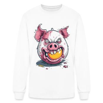 Horror Egg Yolk Eating Zombie Pig - Men's Long Sleeve T-Shirt - white - Front