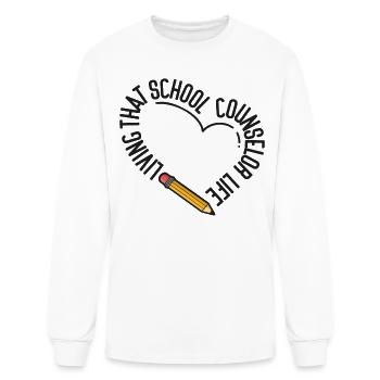 School Counselor Heart Living That - Men's Long Sleeve T-Shirt - white - Front