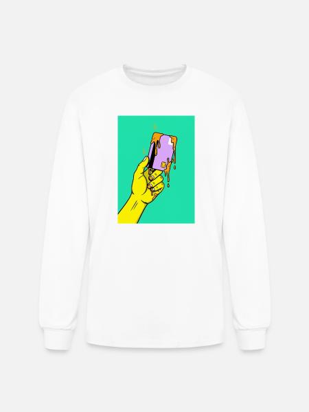 Melting Tech Pop Art Hand - Men's Long Sleeve T-Shirt - white
