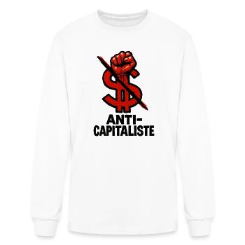 Anti-Capitalist Fist and Crossed Dollar Symbol - Men's Long Sleeve T-Shirt - white - Front