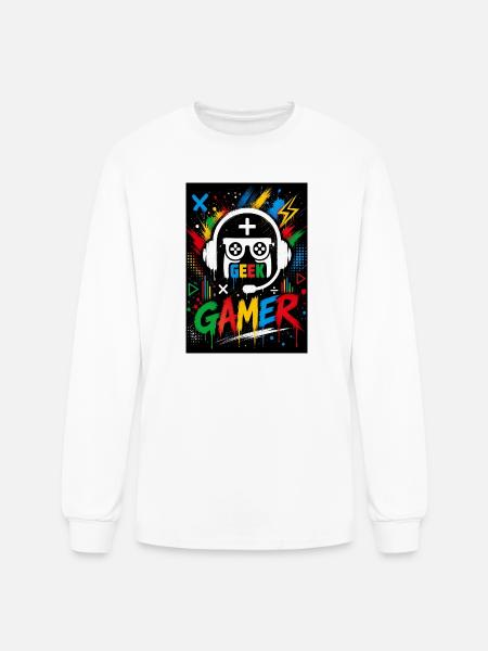 Gamer Geek Neon Splash - Men's Long Sleeve T-Shirt - white
