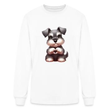 Miniature Schnauzer Love Heart Hand Sign - Men's Long Sleeve T-Shirt - white - Front