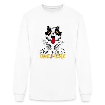 arrogant cat with the phrase i am the big - Men's Long Sleeve T-Shirt - white - Front
