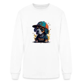 Cute Border Collie Puppy Wearing Baseball Hat - Men's Long Sleeve T-Shirt - white - Front