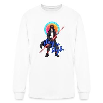 Dystopian Rebel with Lightsaber - Men's Long Sleeve T-Shirt - white - Front