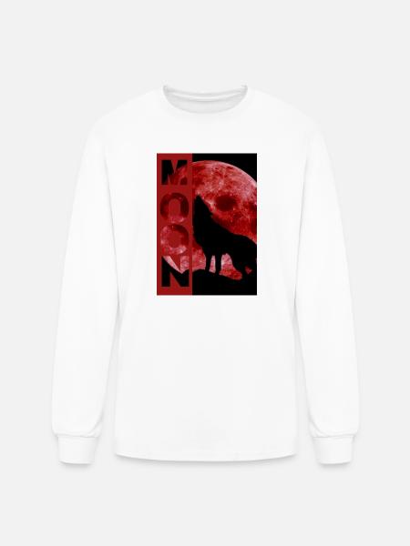 Moonlit Wolf Howl Silhouette - Men's Long Sleeve T-Shirt - white