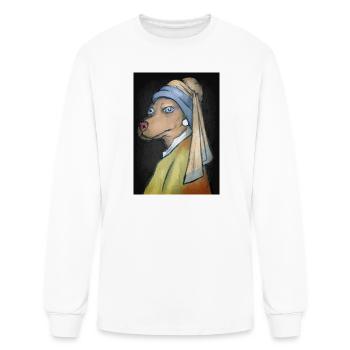 Puppy with a pearl earring - Men's Long Sleeve T-Shirt - white - Front