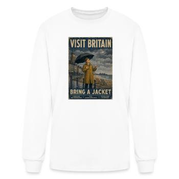 Visit Britain, Bring a Jacket - Retro - Men's Long Sleeve T-Shirt - white - Front