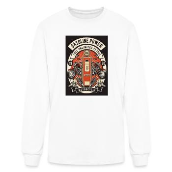 Gasoline Power Vintage Motorcycle Emblem - Men's Long Sleeve T-Shirt - white - Front