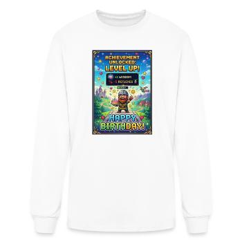 Pixel Birthday Level Up Celebration Birthday Geeky - Men's Long Sleeve T-Shirt - white - Front