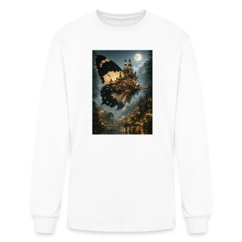 Majestic Butterfly City Under Moonlight – Surreal  - Men's Long Sleeve T-Shirt - white - Front