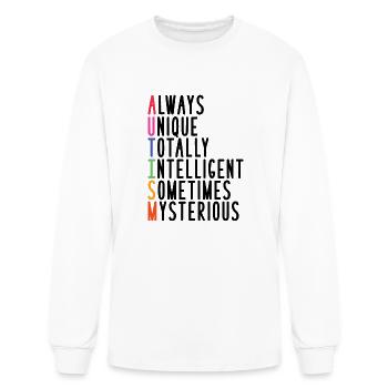 Autism Acronym, Autism Awareness, Support Autism - Men's Long Sleeve T-Shirt - white - Front