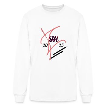 "Hi 2025 | Sleek Red Gradient Tee"T-shirt - Men's Long Sleeve T-Shirt - white - Front