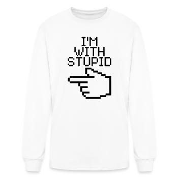 I'm With Stupid Computer Nerd Joke - Men's Long Sleeve T-Shirt - white - Front