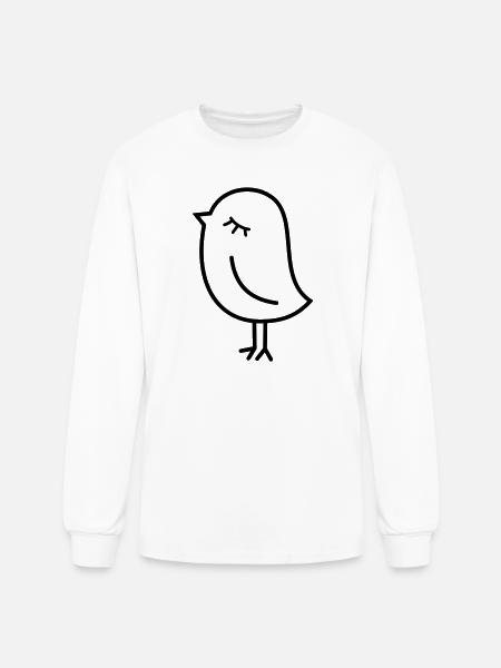 Cute Sparrow Chick – Tweeting Birdie - Men's Long Sleeve T-Shirt - white