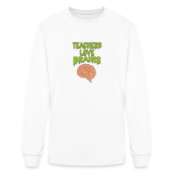 Teachers Love Brains - Men's Long Sleeve T-Shirt - white - Front