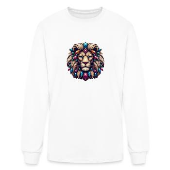 Lion's Majesty Digital Art with Precious Gemstone - Men's Long Sleeve T-Shirt - white - Front